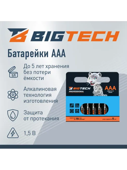 Батарейка BigTech Professional ААA/LR03 уп/18шт