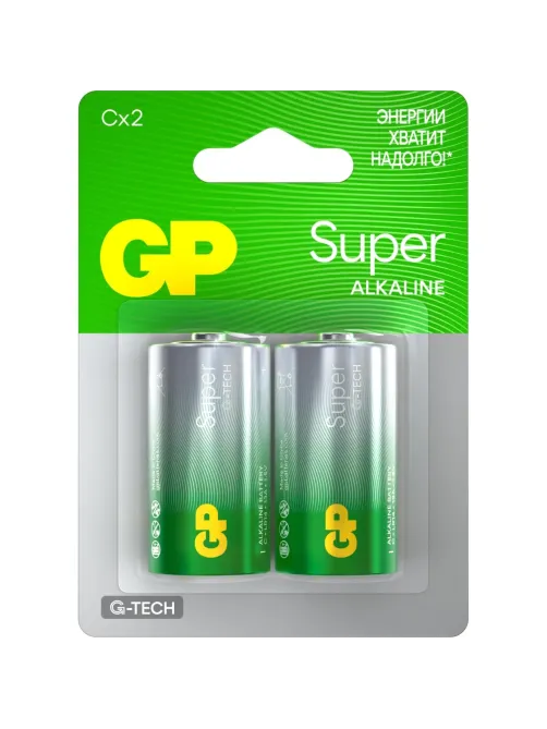 Батарейка GP Super C/LR14/14A 14A-2CR2/24AA21-2CRSBC2 алкалин. бл/2шт