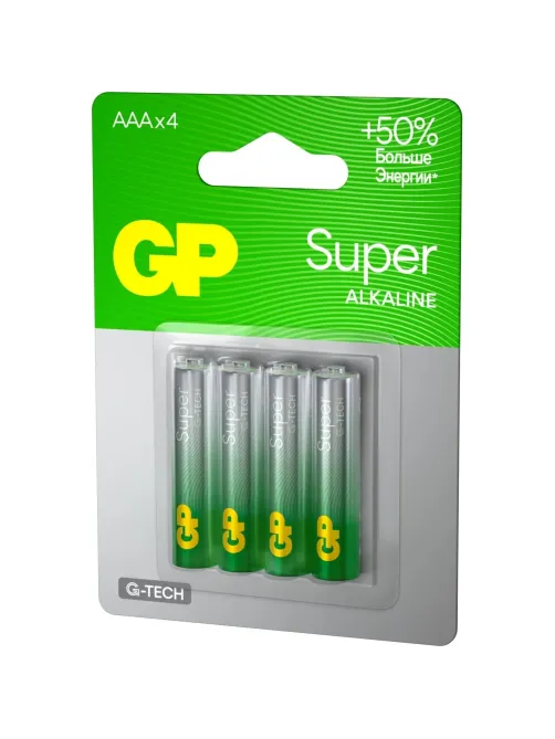 Батарейка GP Super AAA/LR03/24A 24A-2CR4/24AA21-2CRSBC4 алкалин., бл/4