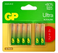 Батарейка GP Ultra AAА, бл/6шт 24AU4/2-2CR6 / 15AUA214/2-2CRSBC6