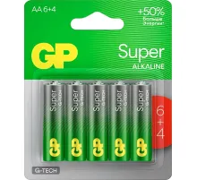 Батарейка GP Super AA/LR6 15A6/4-2CR10/GP15AA216/4-2CRSBC10  10шт/уп (6+4)