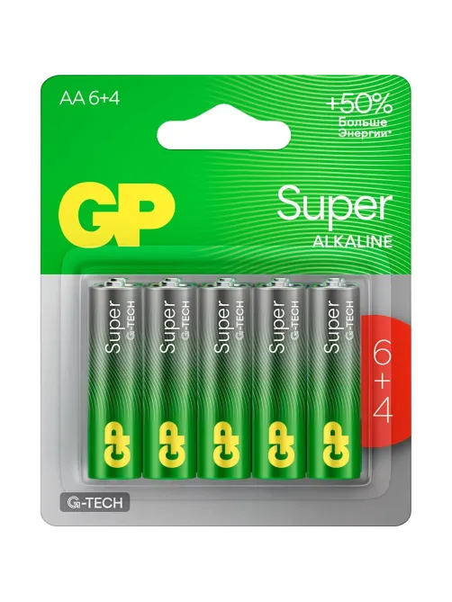 Батарейка GP Super AA/LR6 15A6/4-2CR10/GP15AA216/4-2CRSBC10  10шт/уп (6+4)