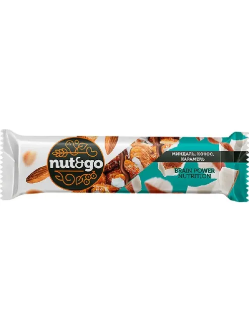 Батончик миндальный NUT N GO с кокосом 18 шт/уп КВК336