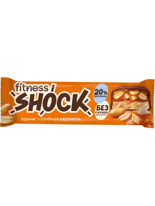 Батончик протеиновый FitnesSHOCK Соленая карамель-арахис 50г 12шт/уп
