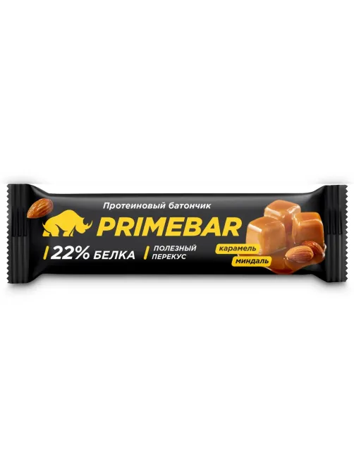Батончик с содерж протеина PRIMEBAR глазир со вкус Карам и минд 40гx15шт/уп