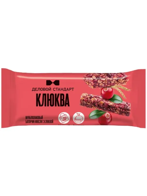 Батончик мюсли мультизлаковый Деловой Стандарт с лесной клюквой 35г 24шт/уп