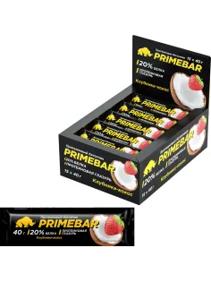 Батончик протеиновый PRIMEBAR со вкусом клубники и кокоса, 40г, 15шт/уп