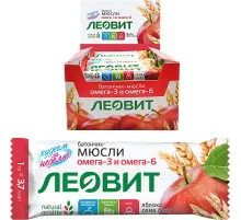 Батончик мюсли Леовит с яблоком и семенем льна, 26штx30г