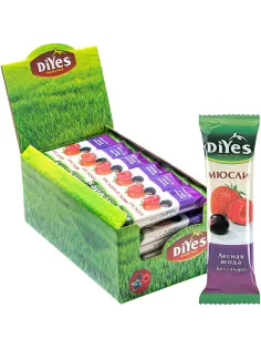 Батончик мюсли DiYes Лесная ягода без сахара, 25гх36шт/уп
