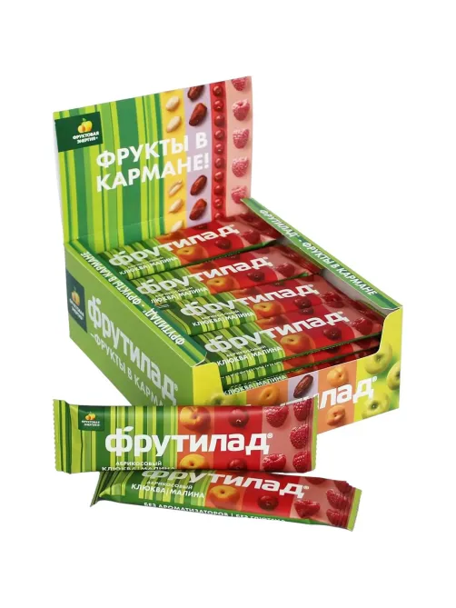 Батончик Фрутилад фруктовый с клюквой и малиной, 30гx24шт/уп