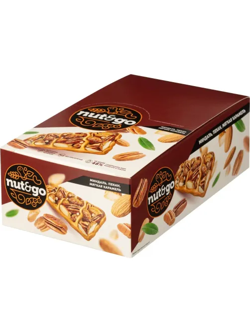 Батончик миндальный NUT N GO с пеканом КА,18 шт /уп КВК335
