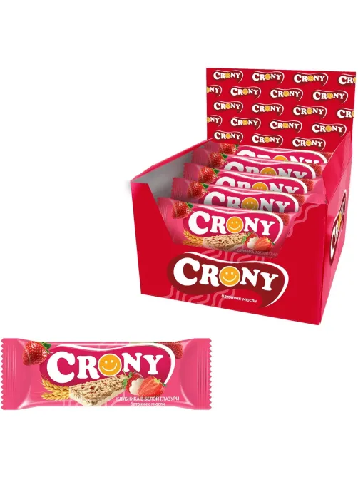 Батончик мюсли CRONY Клубника в белой глазури. 50гх12шт/уп