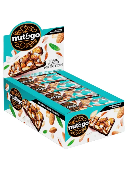 Батончик миндальный NUT N GO с кокосом 18 шт/уп КВК336
