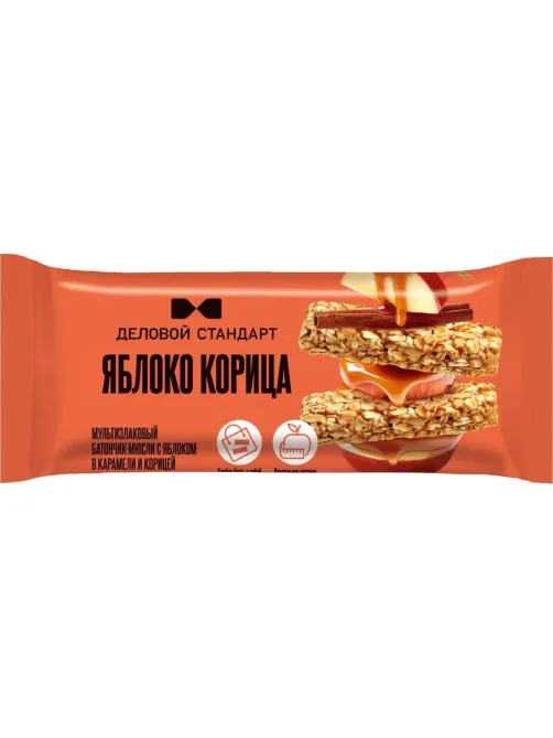 Батончик мюсли мультизлак Деловой Стандарт с ябл в кар и кориц 35г 24шт/уп