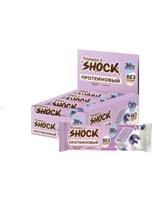 Батончик FitnesSHOCK Черничный десерт глазированный 40гx12шт/уп