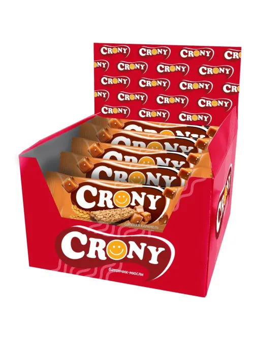 Батончик мюсли CRONY Солёная карамель. 50гх12шт/уп