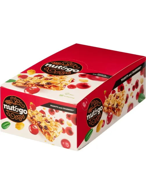 Батончик ореховый Nut N Go, 42гХ18шт/уп с арахисом и клюквой ВК248