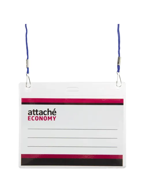 Бейдж Attache Economy 78x96 150мкм,шнур.2заж 45см син, вкладыш 60x90 5шт/уп