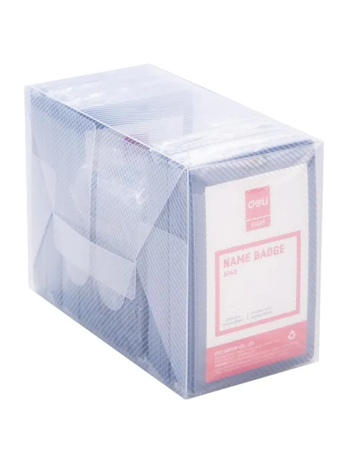 Бейдж Deli E5743 54х90мм вертик. зажим вращающийся PP синий (упак.:50шт)