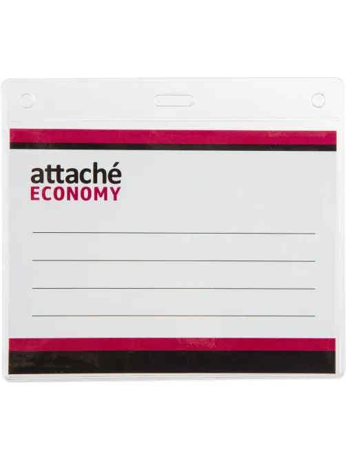 Бейдж Attache Economy 108x126 150мкм,шнур.2заж 45см син,вклад.90x120 5шт/уп