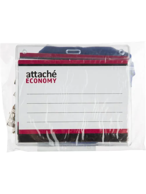 Бейдж Attache Economy 108x126 150мкм,шнурок 45см син, вкладыш 90x120 5шт/уп