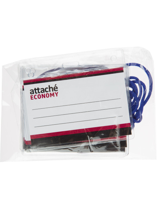 Бейдж Attache Economy 78x96 150мкм,шнур.2заж 45см син, вкладыш 60x90 5шт/уп