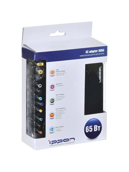 Блок питания Ippon S65U автоматический 65W 15V-19.5V 3.5A 1xUSB 2.1A (S65U)