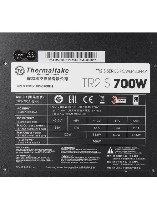 Блок питания Thermaltake TR2 S 700 700W, 80 Plus (PS-TRS-0700NPCWEU-2)