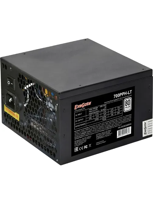 Блок питания ExeGate 700W 80+ 700PPH-LT ATX,  12cm fan, black (EX282048RUS)