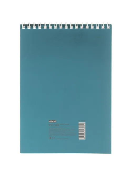 Блокнот А5 60л Attache Metallic Голубой клетка, греб, картон, фольга