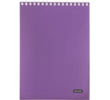 Блокнот А5 60л Attache Metallic Фиолет клетка, греб, картон, фольга