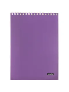 Блокнот А5 60л Attache Metallic Фиолет клетка, греб, картон, фольга