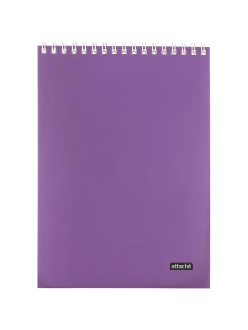 Блокнот А5 60л Attache Metallic Фиолет клетка, греб, картон, фольга