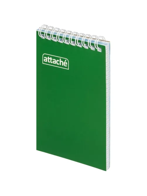 Блокнот на спирали А6 60л. ATTACHE,т.-зеленый, блок 60г, обложка 215г