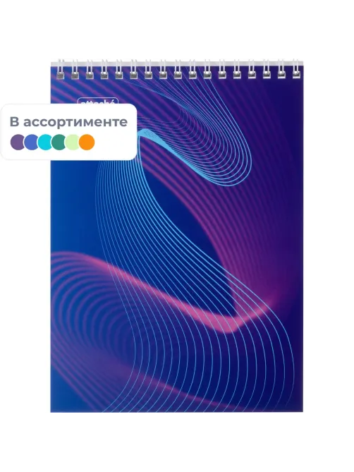 Блокнот А5,40л,клетка,метал.гребень,цв.обложка,Forma,в ассорт
