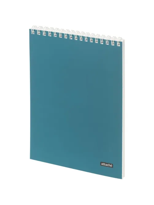 Блокнот А5 60л Attache Metallic Голубой клетка, греб, картон, фольга