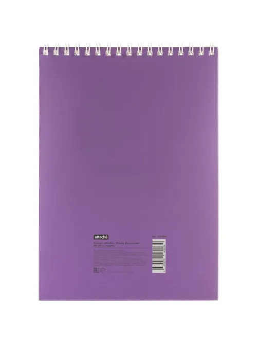 Блокнот А5 60л Attache Metallic Фиолет клетка, греб, картон, фольга
