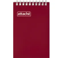 Блокнот на спирали А6 60л. ATTACHE, бордо, блок 60г, обложка 215г