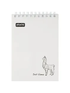 Блокнот А6,80л,кл,греб,карт.обл+УФ-лак Attache Selection LLAMAS белый