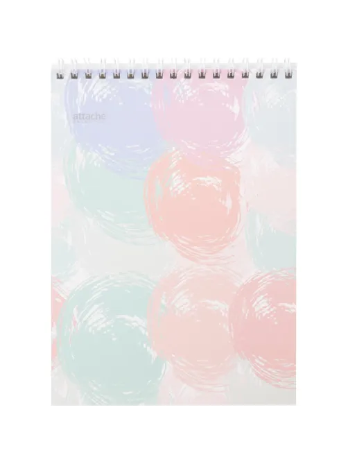 Блокнот А5,80л,кл,греб.верх,обл.мат.лам. Attache Selection Pastel Круги