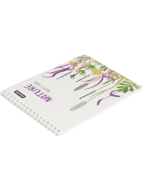 Блокнот А5 60л Attache Nature White flowers клет,65г,100%,греб,карт,ВД-лак