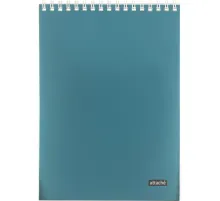 Блокнот А5 60л Attache Metallic Голубой клетка, греб, картон, фольга