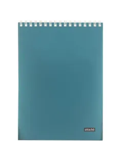 Блокнот А5 60л Attache Metallic Голубой клетка, греб, картон, фольга