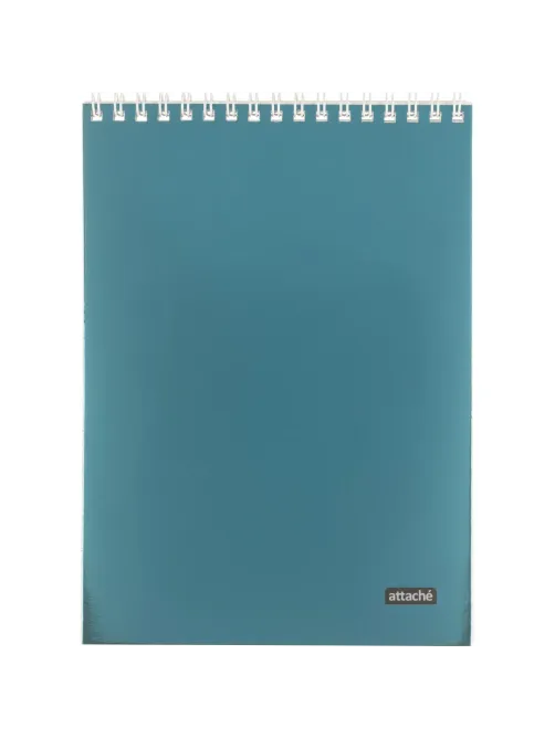 Блокнот А5 60л Attache Metallic Голубой клетка, греб, картон, фольга