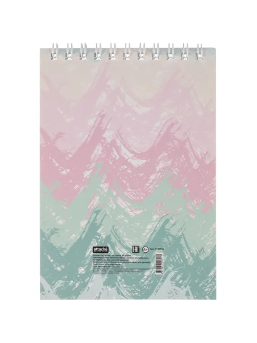 Блокнот А6,60л,кл,греб.верх,обл.мат.лам. Attache Selection Pastel Волны