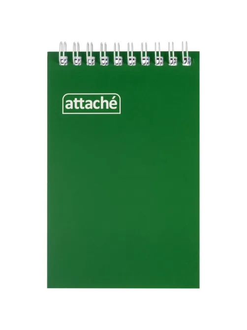 Блокнот на спирали А6 60л. ATTACHE,т.-зеленый, блок 60г, обложка 215г