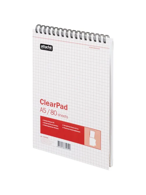 Блокнот 80л,без/лин,А5,Clear Pad,блок белый 60г/м
