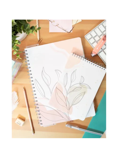 Блокнот 80л,клетка,А5 Flora 1,пласт.обл,серебр.спираль