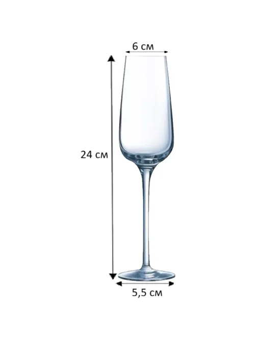 Бокал -флюте 210 мл. d=60 мм. h=240 мм. хр.стекло Сублим 54971 (6шт/уп)