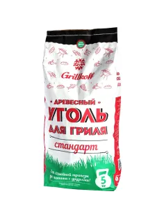 Уголь древесный для гриля Стандарт, пакет 5кг. из твердых лист, пород 2